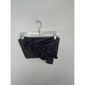 & Other Stories Black Strapless Ruffle Top Women US 6 One Shoulder Partywear‎